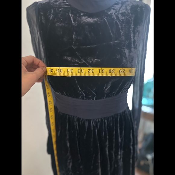 CIRCLE Navy Blue Velvet A-Line Dress - Picture 15 of 16
